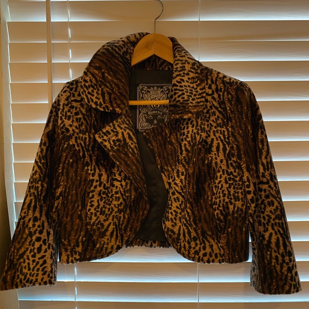 Guess Leopard Cropped Jacket